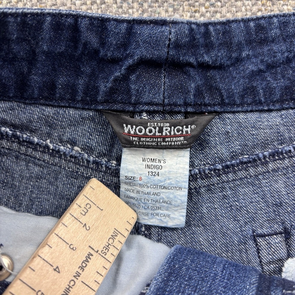 Woolrich Women's Blue Solid Denim Chino Shorts Regular Pockets Button 8 - Picture 2 of 7